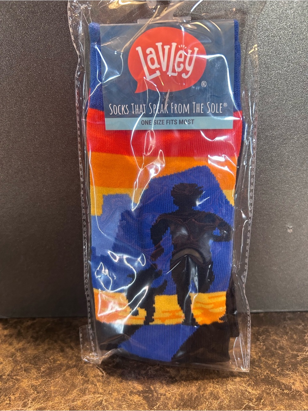 Men's Blue & Orange Graphic Crew Socks
